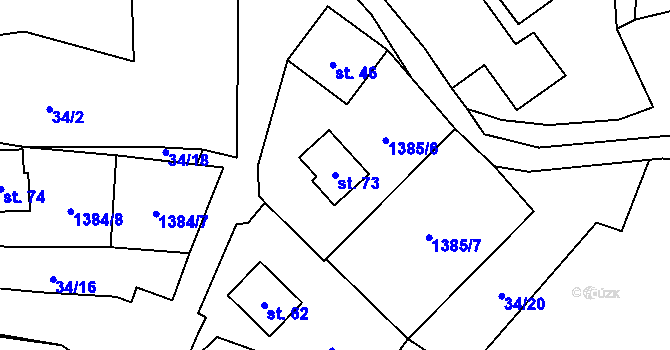 Parcela st. 73 v KÚ Hradecká, Katastrální mapa