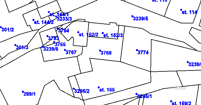 Parcela st. 156 v KÚ Jindřichovice v Krušných horách, Katastrální mapa