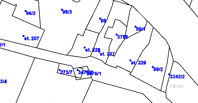 Parcela st. 227 v KÚ Jindřichovice v Krušných horách, Katastrální mapa
