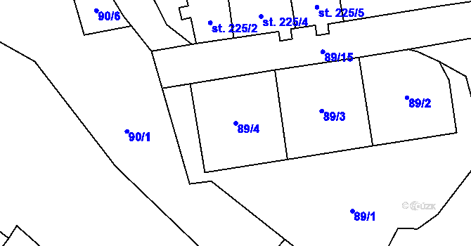 Parcela st. 89/4 v KÚ Jindřichovice v Krušných horách, Katastrální mapa