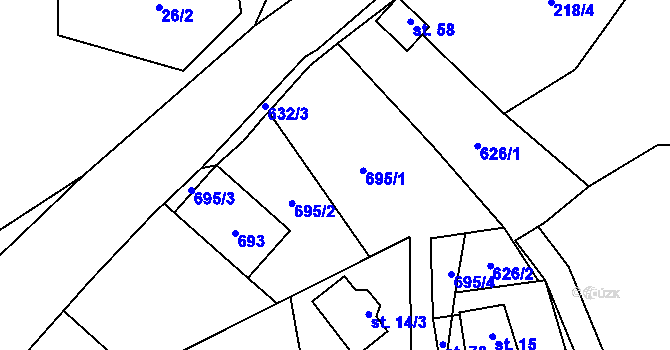 Parcela st. 695 v KÚ Loučná v Krušných horách, Katastrální mapa