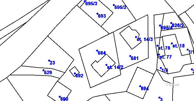 Parcela st. 684 v KÚ Loučná v Krušných horách, Katastrální mapa