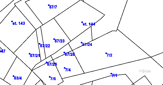 Parcela st. 57/24 v KÚ Mezihorská, Katastrální mapa