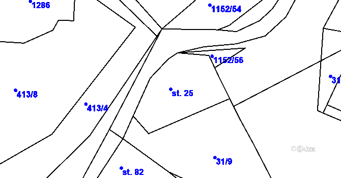 Parcela st. 25 v KÚ Mezihorská, Katastrální mapa