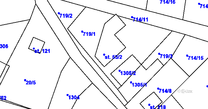 Parcela st. 53/2 v KÚ Mezihorská, Katastrální mapa