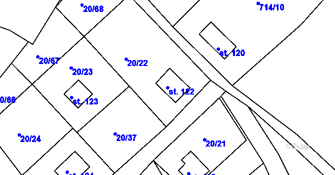 Parcela st. 122 v KÚ Mezihorská, Katastrální mapa