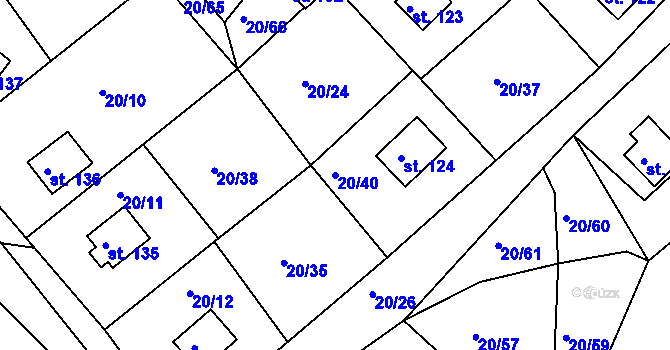 Parcela st. 20/40 v KÚ Mezihorská, Katastrální mapa