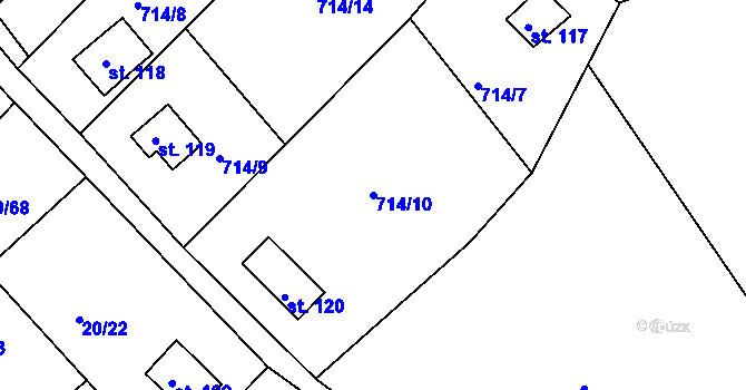 Parcela st. 714/10 v KÚ Mezihorská, Katastrální mapa