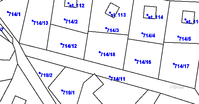 Parcela st. 714/18 v KÚ Mezihorská, Katastrální mapa