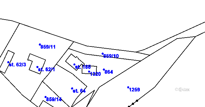 Parcela st. 859/10 v KÚ Mezihorská, Katastrální mapa