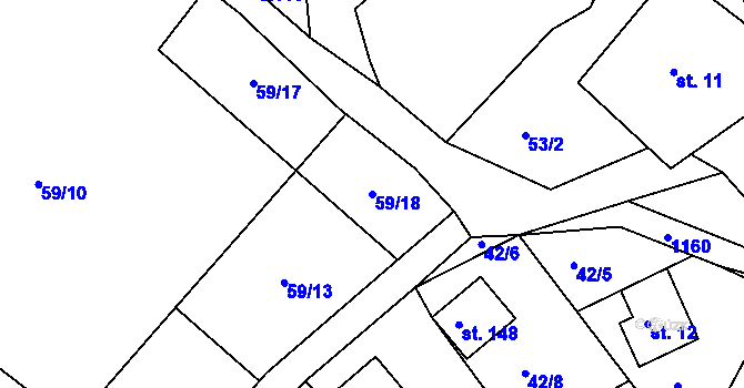 Parcela st. 59/18 v KÚ Mezihorská, Katastrální mapa