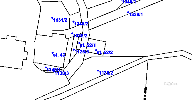 Parcela st. 52/2 v KÚ Jindřichovice na Moravě, Katastrální mapa