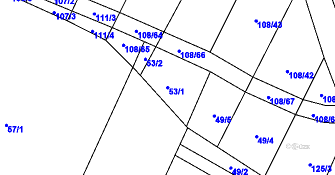 Parcela st. 53/1 v KÚ Jindřichovice na Moravě, Katastrální mapa