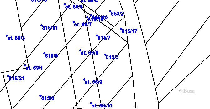 Parcela st. 815/5 v KÚ Jindřichovice na Moravě, Katastrální mapa