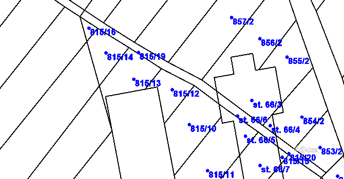 Parcela st. 815/12 v KÚ Jindřichovice na Moravě, Katastrální mapa