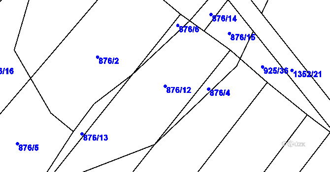 Parcela st. 876/12 v KÚ Jindřichovice na Moravě, Katastrální mapa