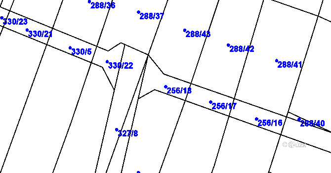 Parcela st. 256/18 v KÚ Jindřichovice na Moravě, Katastrální mapa