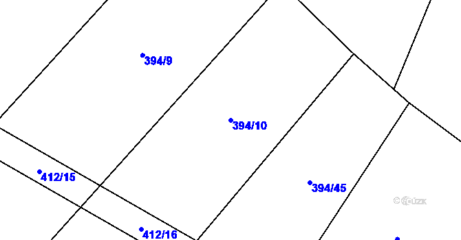 Parcela st. 394/10 v KÚ Jindřichovice na Moravě, Katastrální mapa