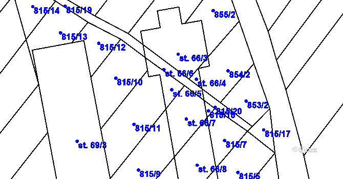 Parcela st. 66/5 v KÚ Jindřichovice na Moravě, Katastrální mapa