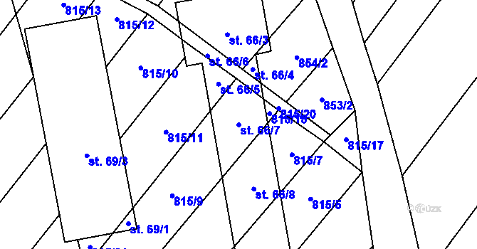 Parcela st. 66/7 v KÚ Jindřichovice na Moravě, Katastrální mapa