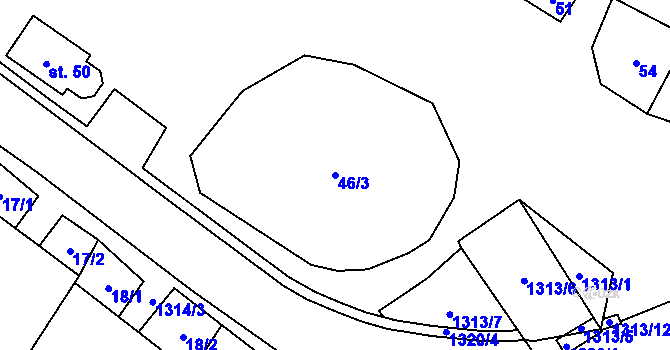 Parcela st. 46/3 v KÚ Jindřichovice na Moravě, Katastrální mapa