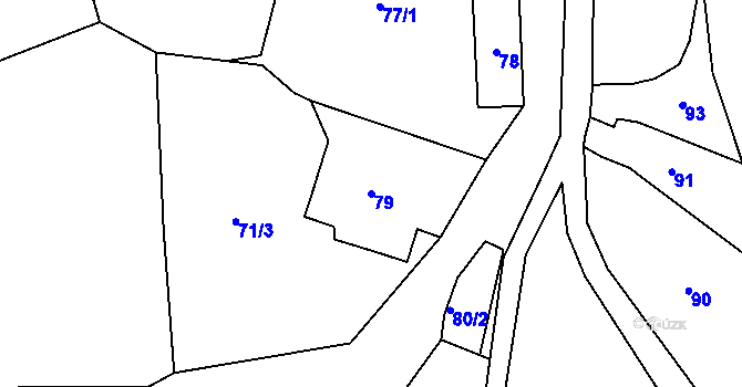 Parcela st. 79 v KÚ Dětřichovec, Katastrální mapa