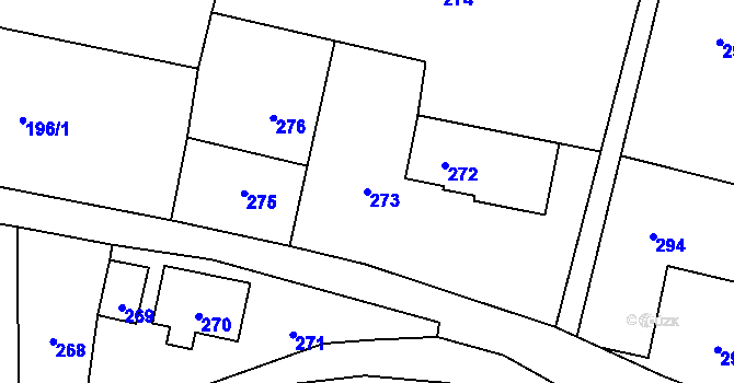 Parcela st. 273 v KÚ Jindřichovice pod Smrkem, Katastrální mapa