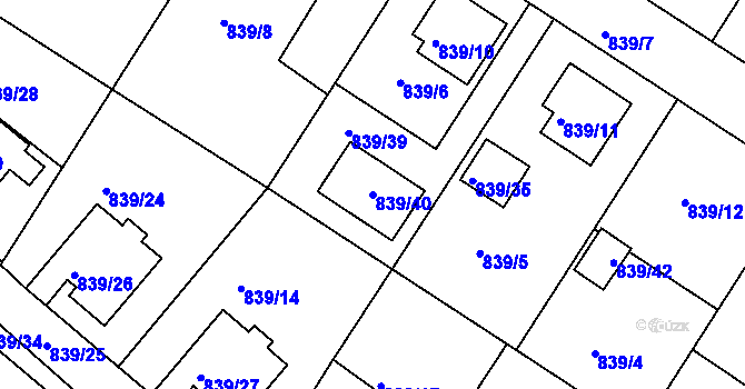 Parcela st. 839/40 v KÚ Jindřichův Hradec, Katastrální mapa