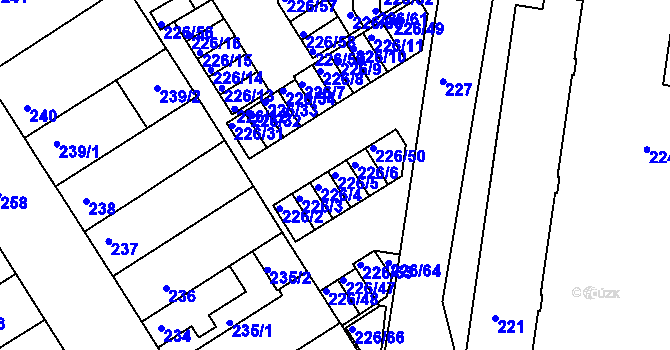 Parcela st. 226/5 v KÚ Jindřichův Hradec, Katastrální mapa
