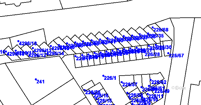 Parcela st. 226/21 v KÚ Jindřichův Hradec, Katastrální mapa