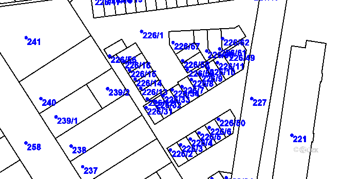 Parcela st. 226/34 v KÚ Jindřichův Hradec, Katastrální mapa