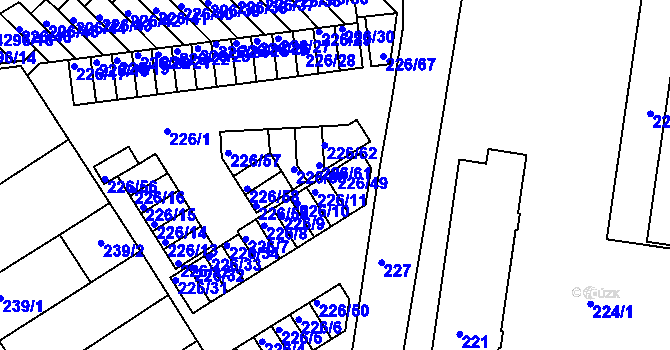 Parcela st. 226/49 v KÚ Jindřichův Hradec, Katastrální mapa