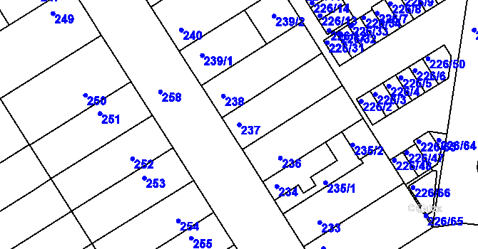 Parcela st. 237 v KÚ Jindřichův Hradec, Katastrální mapa