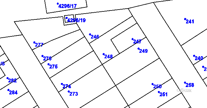 Parcela st. 248 v KÚ Jindřichův Hradec, Katastrální mapa