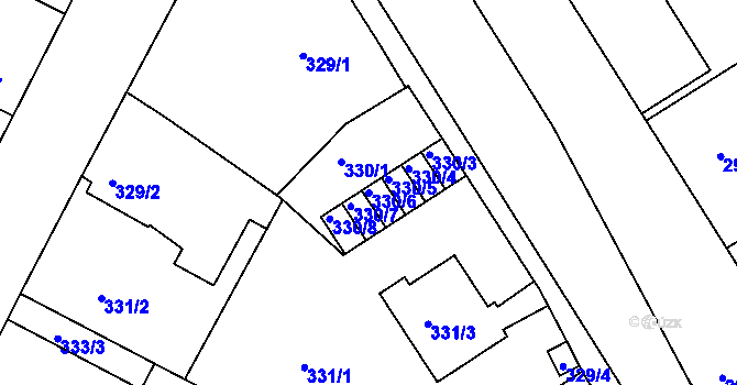 Parcela st. 330/6 v KÚ Jindřichův Hradec, Katastrální mapa