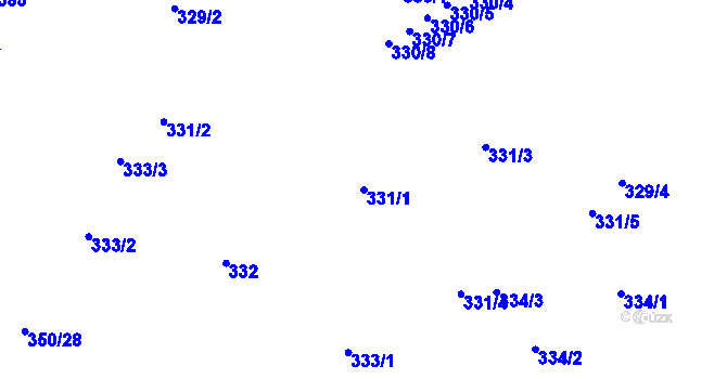 Parcela st. 331/1 v KÚ Jindřichův Hradec, Katastrální mapa