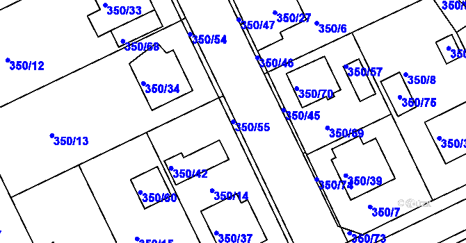 Parcela st. 350/55 v KÚ Jindřichův Hradec, Katastrální mapa