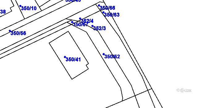 Parcela st. 350/62 v KÚ Jindřichův Hradec, Katastrální mapa