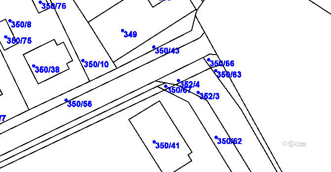 Parcela st. 350/67 v KÚ Jindřichův Hradec, Katastrální mapa