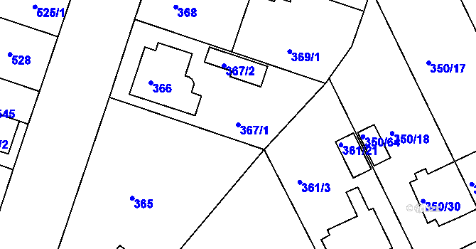 Parcela st. 367/1 v KÚ Jindřichův Hradec, Katastrální mapa