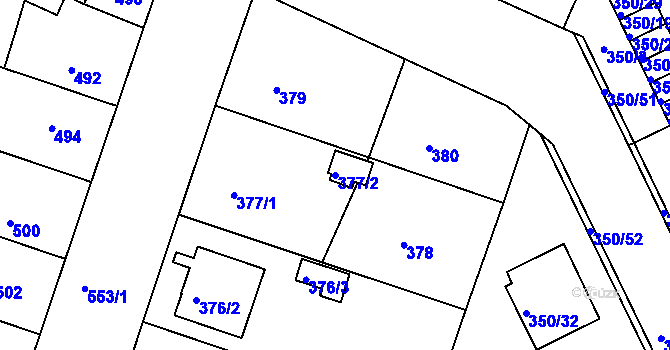 Parcela st. 377/2 v KÚ Jindřichův Hradec, Katastrální mapa