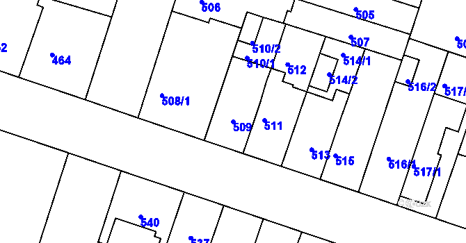 Parcela st. 509 v KÚ Jindřichův Hradec, Katastrální mapa