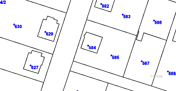 Parcela st. 584 v KÚ Jindřichův Hradec, Katastrální mapa
