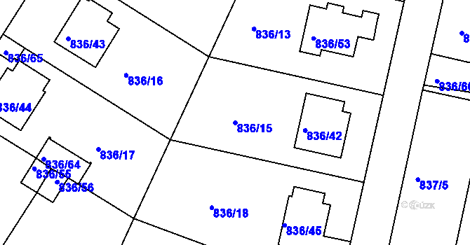 Parcela st. 836/15 v KÚ Jindřichův Hradec, Katastrální mapa