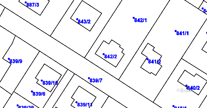 Parcela st. 842/2 v KÚ Jindřichův Hradec, Katastrální mapa
