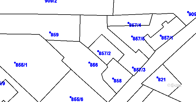 Parcela st. 857/2 v KÚ Jindřichův Hradec, Katastrální mapa