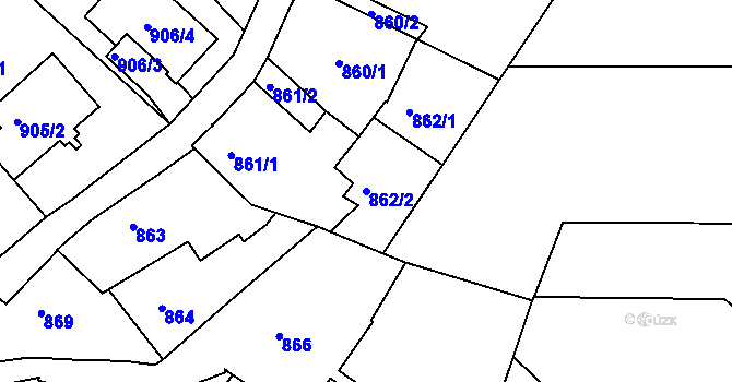 Parcela st. 862/2 v KÚ Jindřichův Hradec, Katastrální mapa