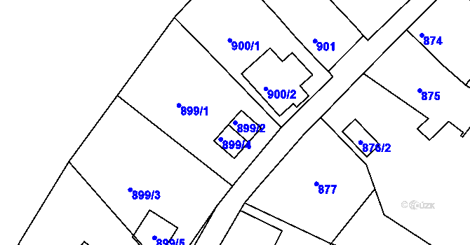 Parcela st. 899/2 v KÚ Jindřichův Hradec, Katastrální mapa