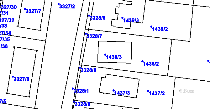 Parcela st. 1438/3 v KÚ Jindřichův Hradec, Katastrální mapa