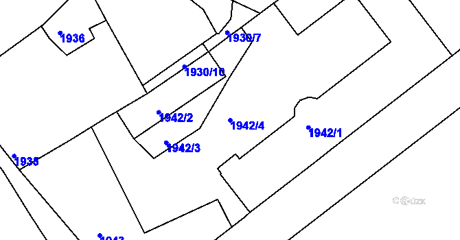 Parcela st. 1942/4 v KÚ Jindřichův Hradec, Katastrální mapa